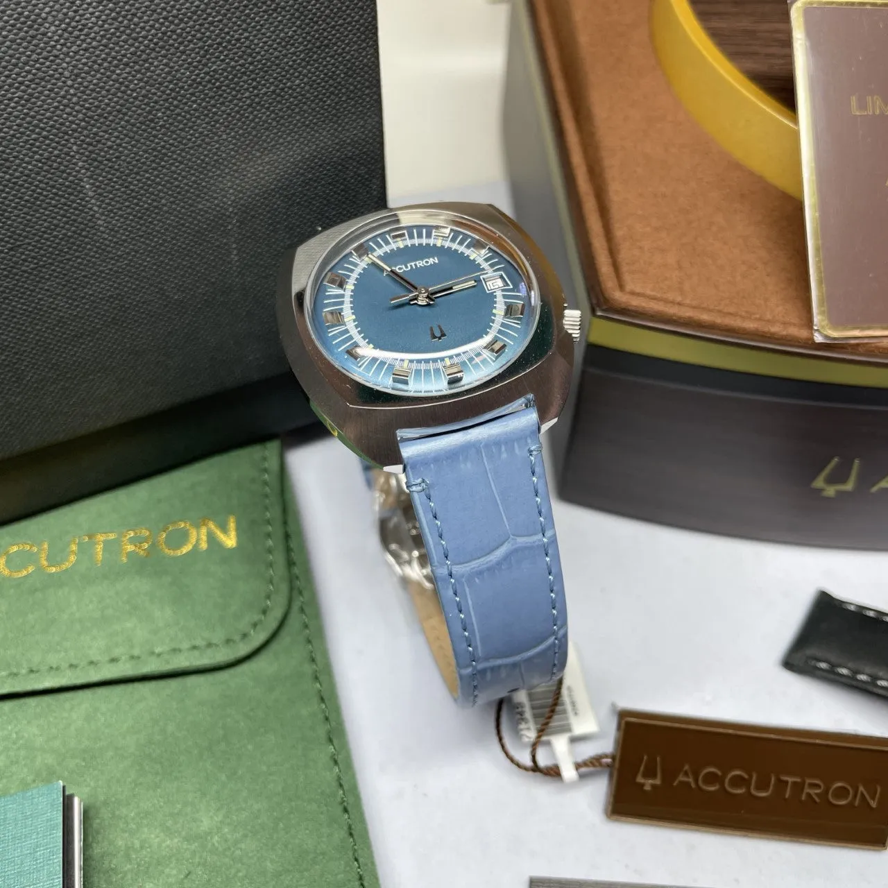 Accutron Legacy Automatic Blue "261" 1971 Watch 38.5mm Limited Leather