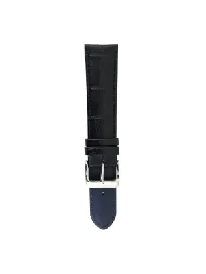 Aries Gold Midnight Black Croco Leather Strap (Size 20)