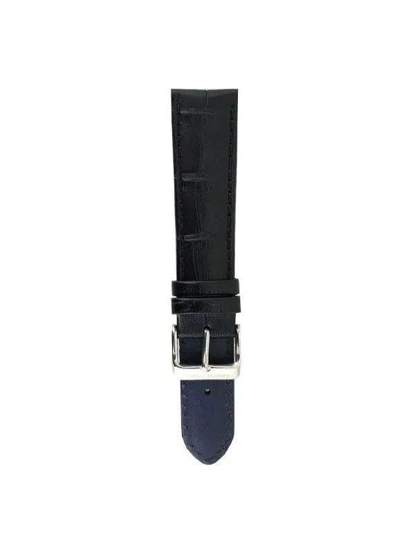 Aries Gold Midnight Black Croco Leather Strap (Size 20)