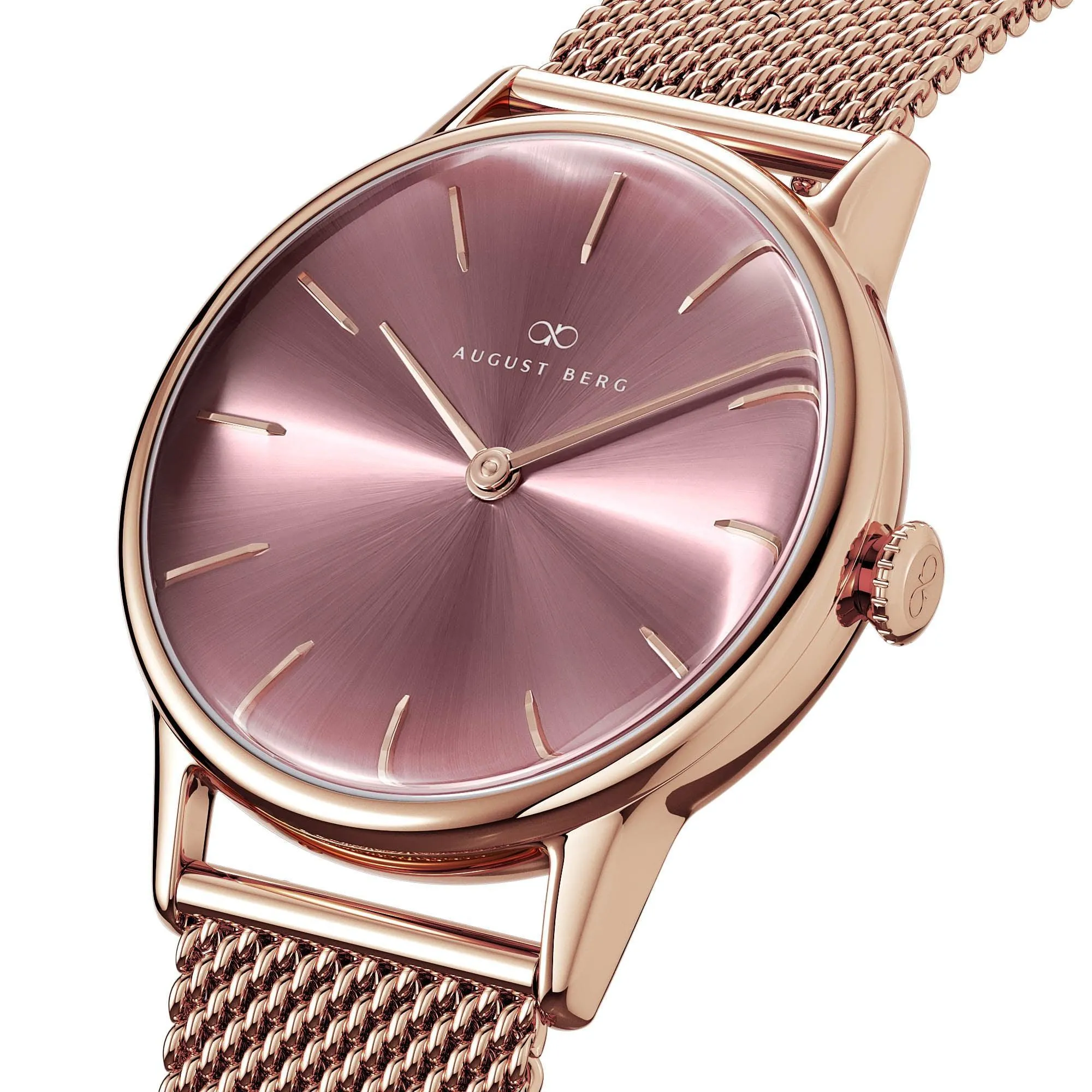 August Berg Women's Serenity Rose PVD Quartz Fashion 32mm Watch Pink Dial 10232A10MRG