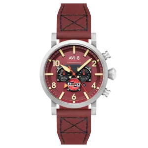 AVI-8 Dambuster Gibson Dual Time Chronograph - Airfix Edition Hazard Red Men's Watch AV-4107-04