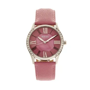 Bertha Sadie Mother-of-Pearl Leather-Band Watch - Pink