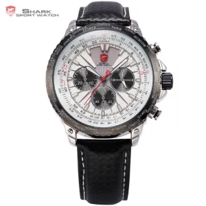 Blacktip Shark Sport Watch Chronograph 24 Hours Display Index White Dial 3 ATM Water Resistant Men Fashion Quartz Watches