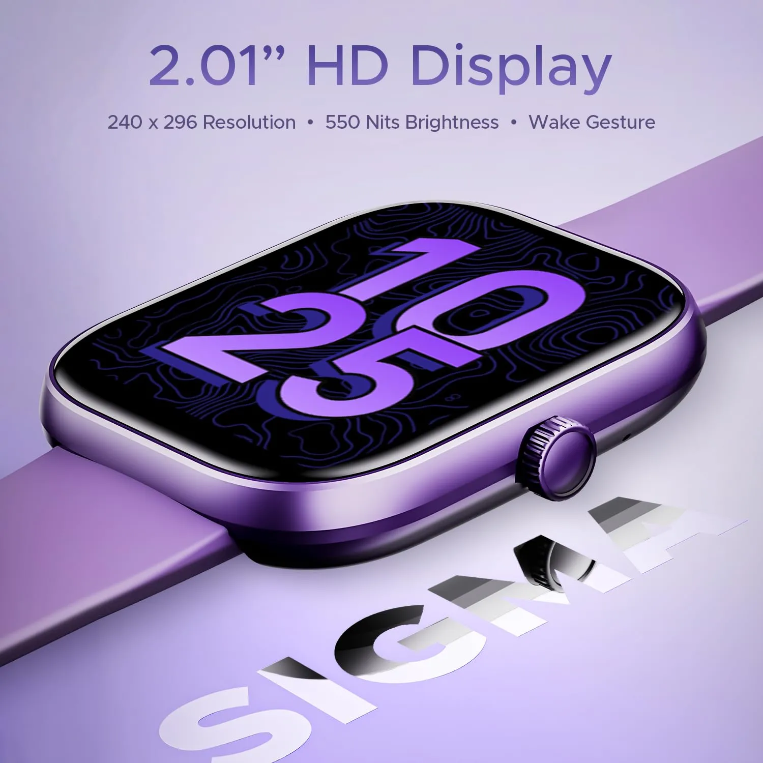 boAt Wave Sigma with 2.01" HD Display,Bluetooth Calling, Coins, DIY Watch Face Studio, 700  Active Modes, HR&SpO2 Monitoring, Energy and Sleep Scores,IP67, Smart Watch for Men & Women(Jade Purple)