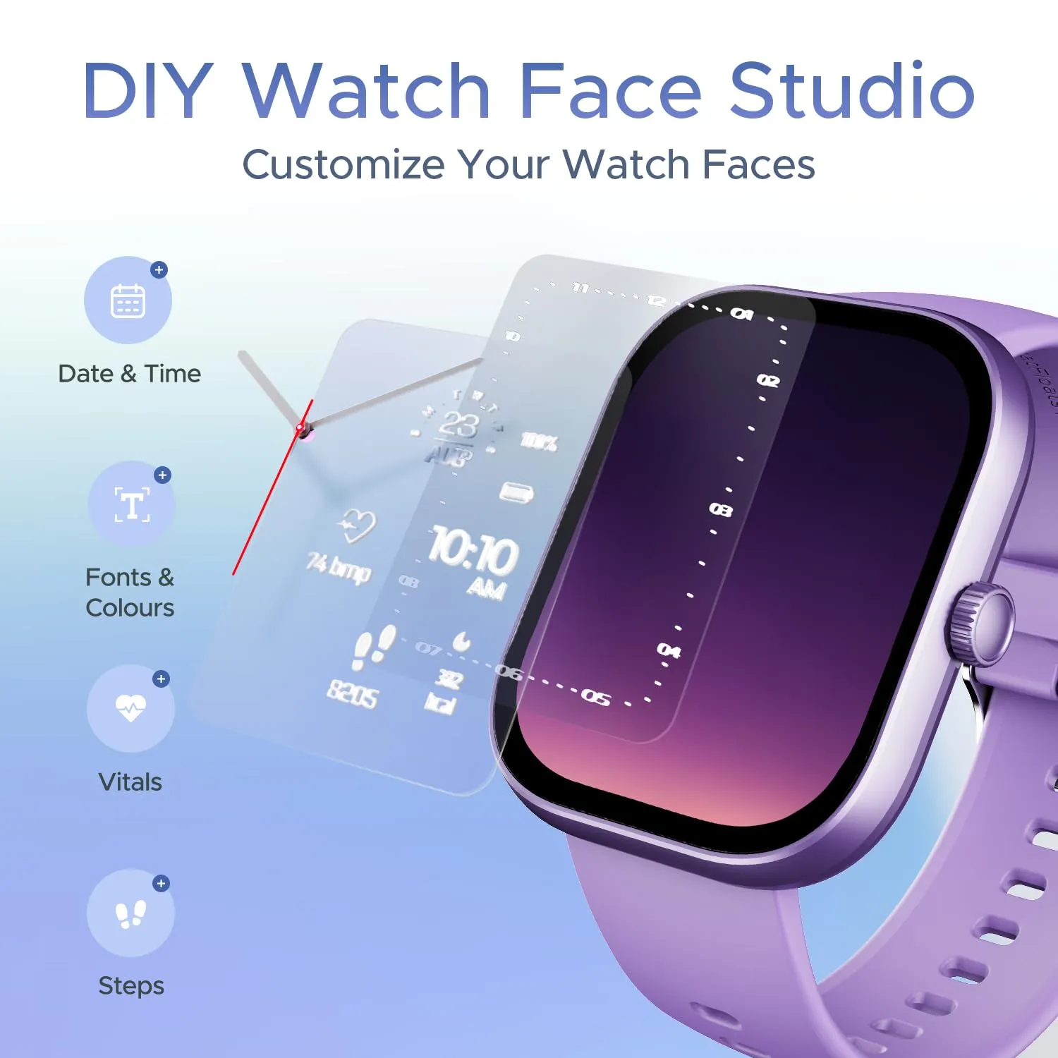 boAt Wave Sigma with 2.01" HD Display,Bluetooth Calling, Coins, DIY Watch Face Studio, 700  Active Modes, HR&SpO2 Monitoring, Energy and Sleep Scores,IP67, Smart Watch for Men & Women(Jade Purple)