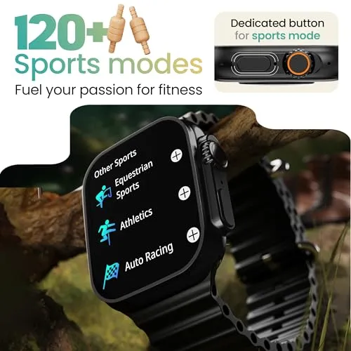 Boult Newly Launched Crown Pro Smart Watch 2.01'' AMOLED, BT Calling, Working Crown, AOD, Zinc Alloy Frame, 650 Nits Brightness, AI Voice Assistant, SpO2 Monitoring, 120  Sports Mode (Phantom Black)