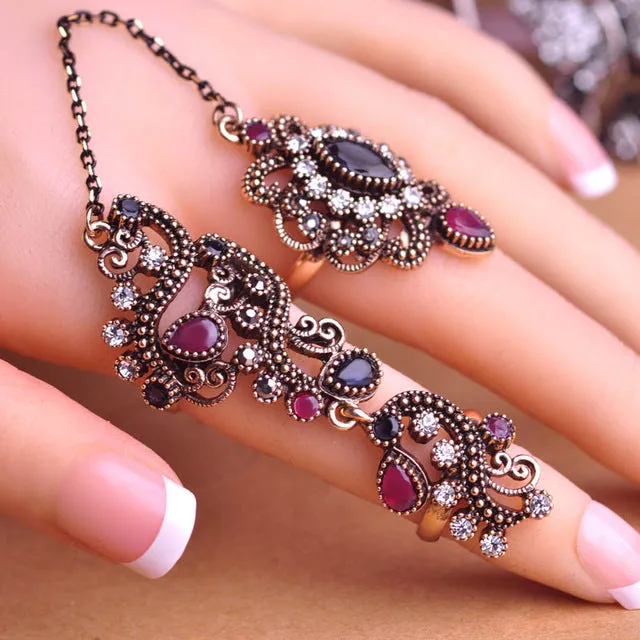 Carved Flowers Vintage Pretty Exquisite Mid Rings Fashion Turkish Jewelry Anel Aneis Masculinos Anillos Anti Gold Accessories