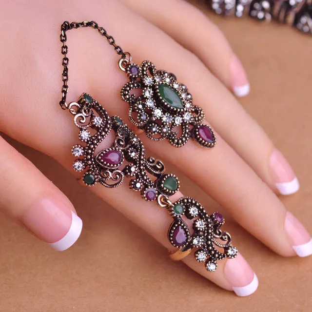 Carved Flowers Vintage Pretty Exquisite Mid Rings Fashion Turkish Jewelry Anel Aneis Masculinos Anillos Anti Gold Accessories