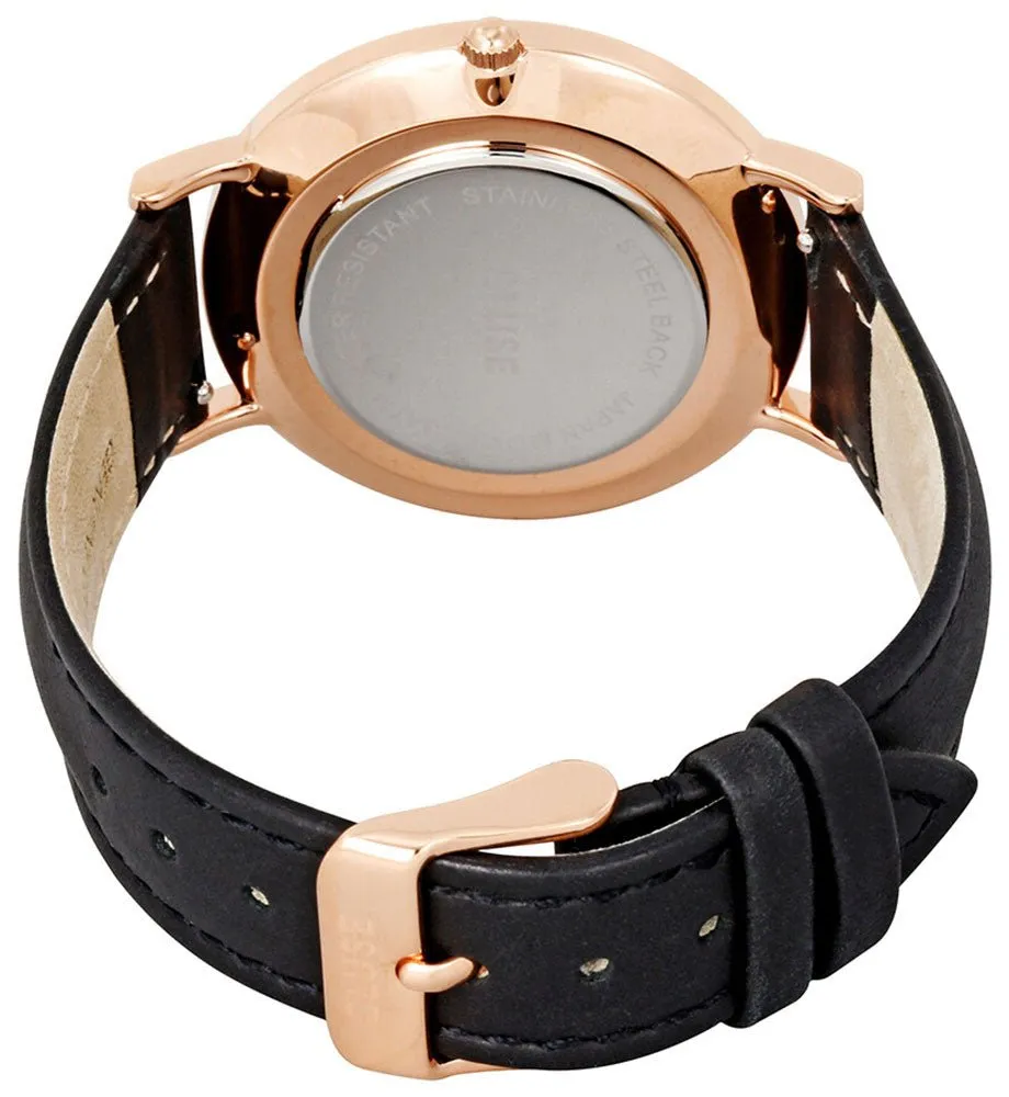 Cluse La Boheme Black Leather Rose Gold Plated Steel White Dial Womens Watch CL18008