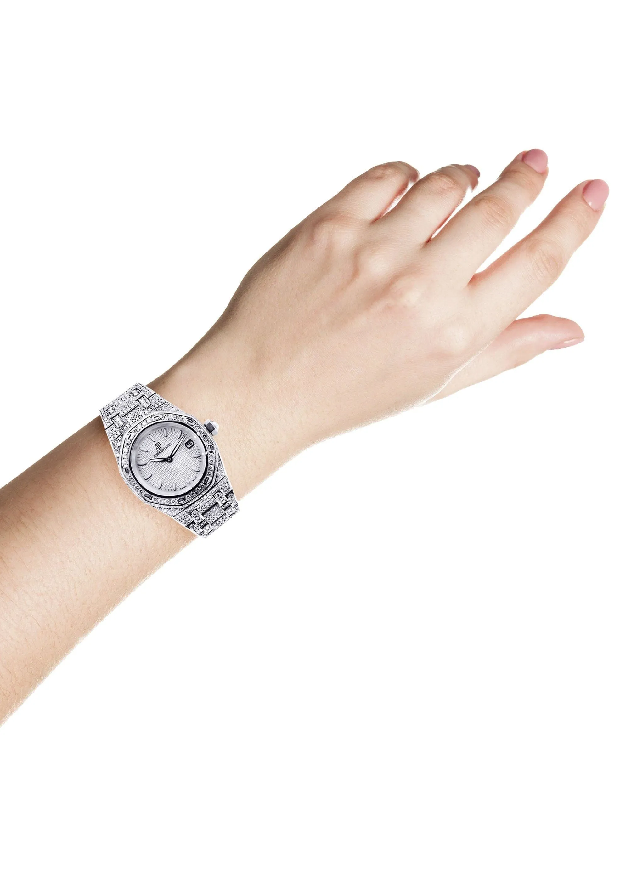 Diamond Audemars Piguet Royal Oak Watch For Women | Stainless Steel | 33 Mm