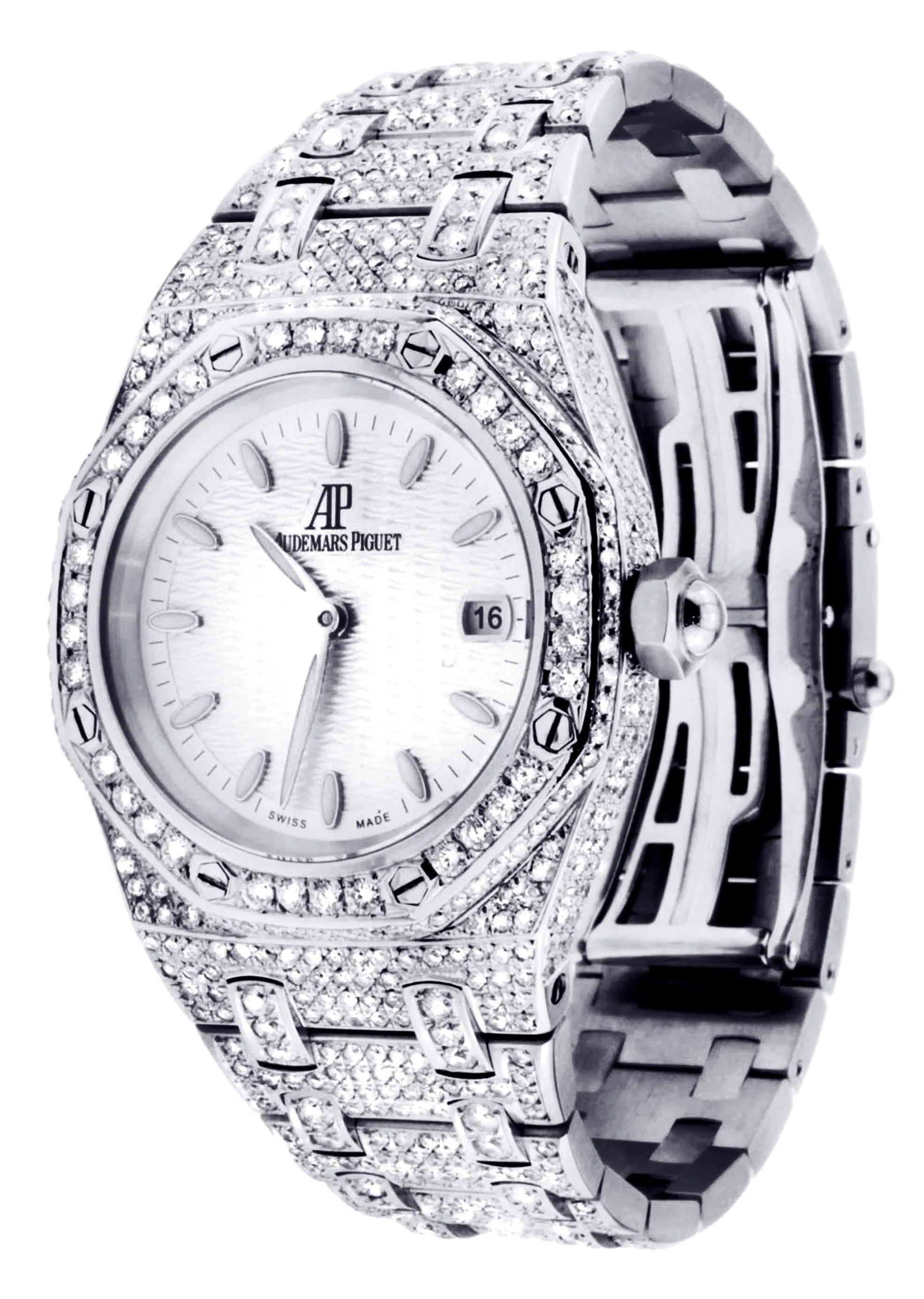 Diamond Audemars Piguet Royal Oak Watch For Women | Stainless Steel | 33 Mm