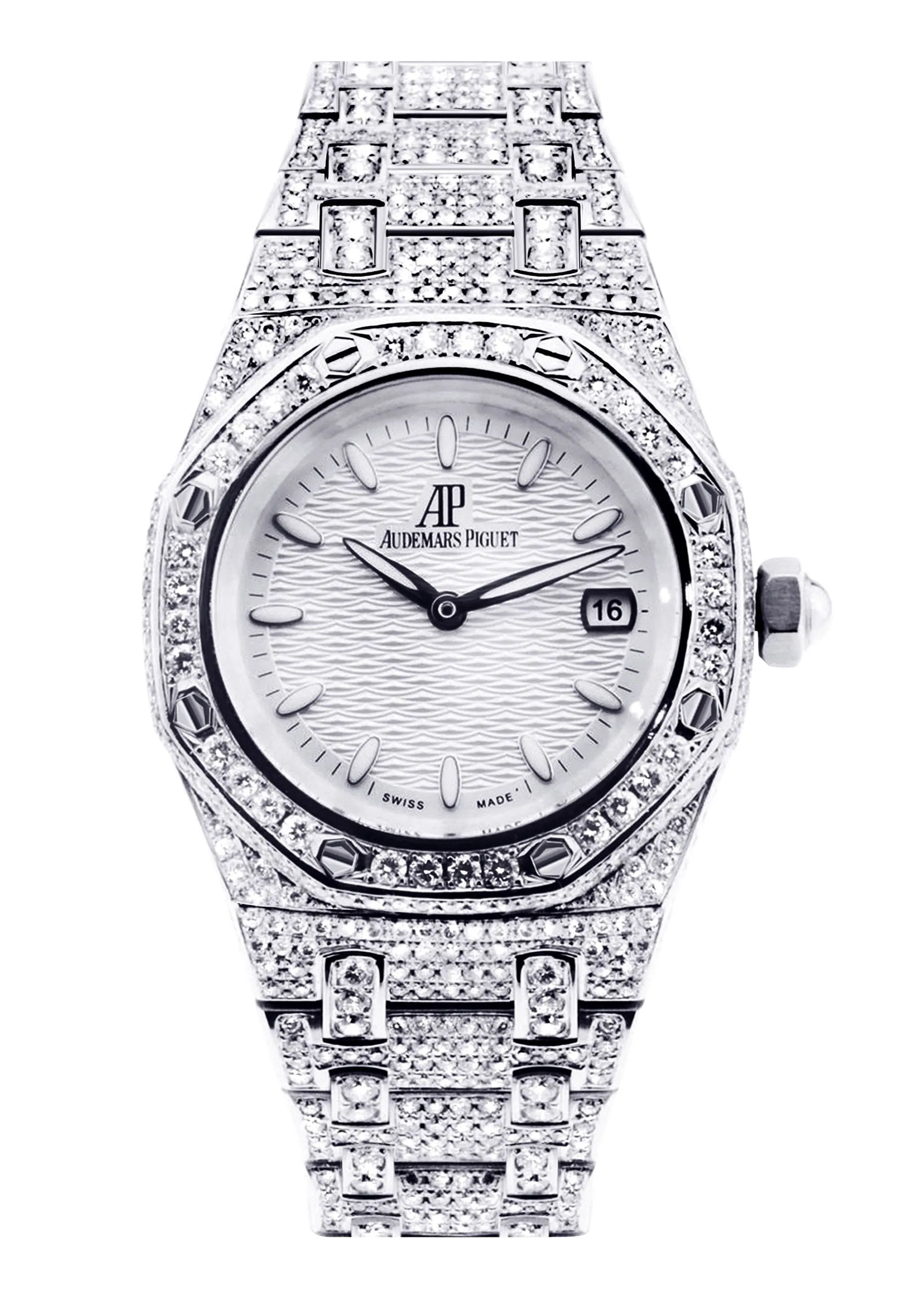 Diamond Audemars Piguet Royal Oak Watch For Women | Stainless Steel | 33 Mm