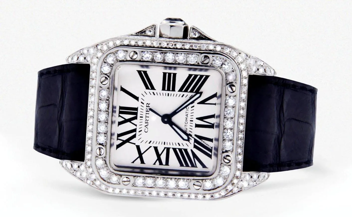 Diamond Cartier Santos 100 | Stainless Steel