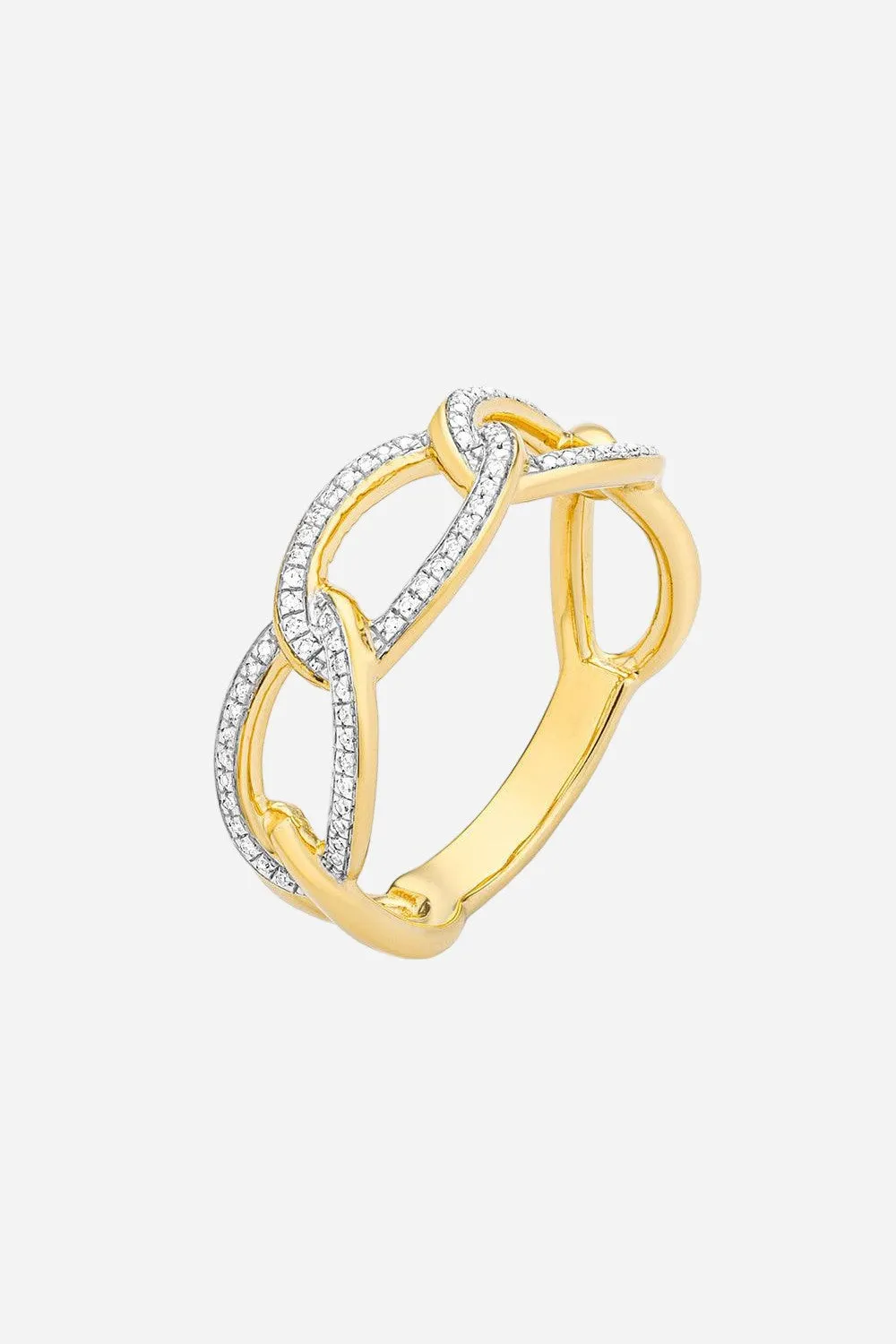 Ella Stein Triple Link Statement Ring in Gold - Size 5