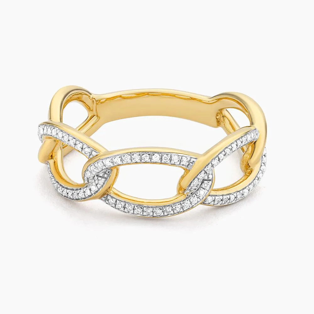 Ella Stein Triple Link Statement Ring in Gold - Size 5