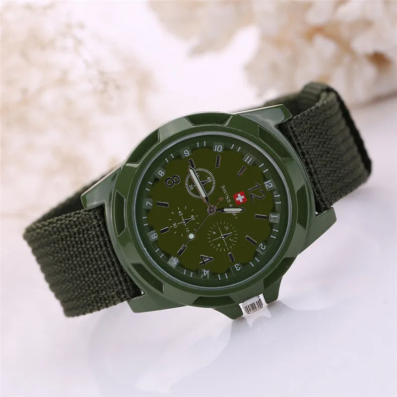 Famous Brand Men Watch Army Soldier Military Canvas Strap Fabric Analog Quartz Wrist Watches Outdoor Sport Wristwatches