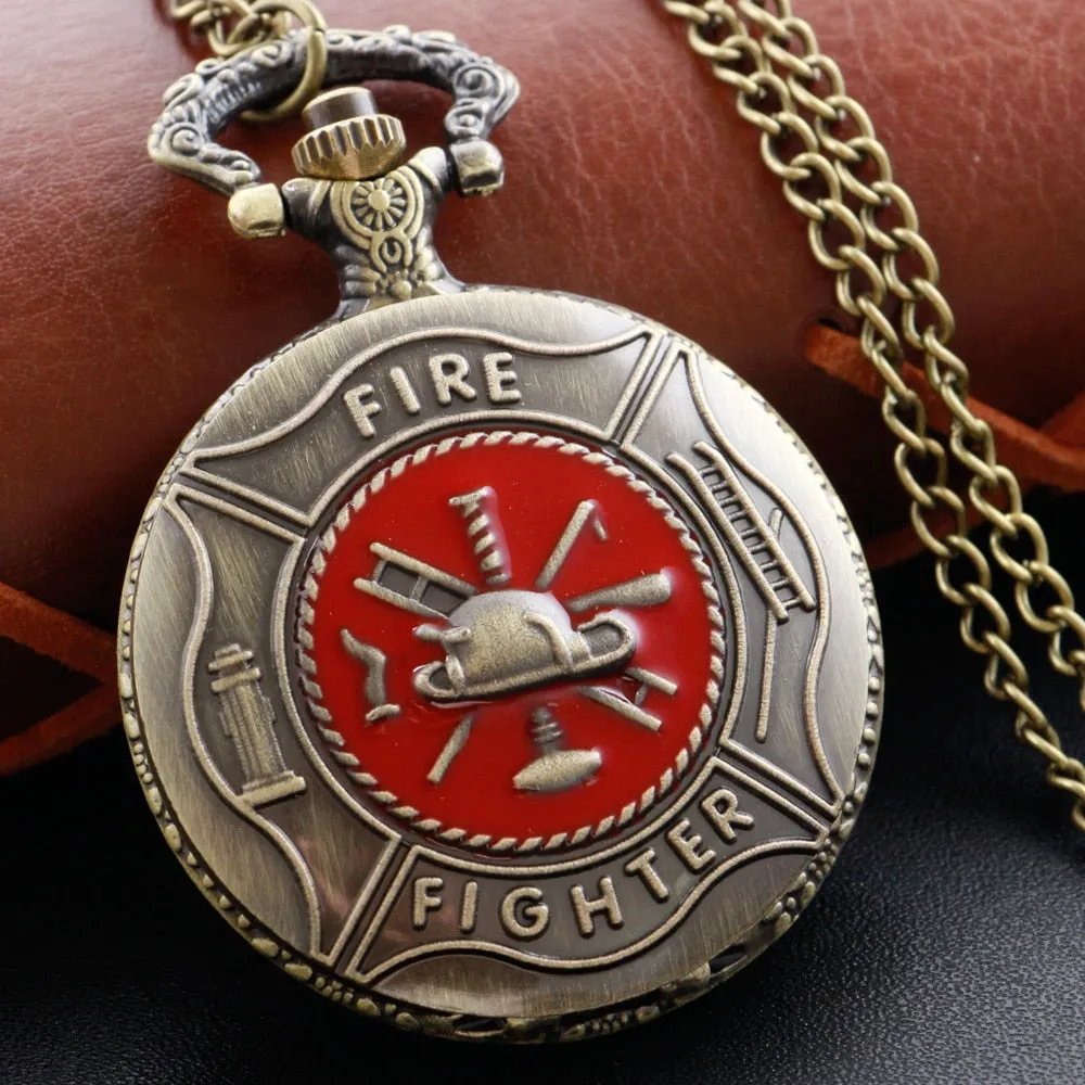 Fire Fighter Quartz Pocket Watch