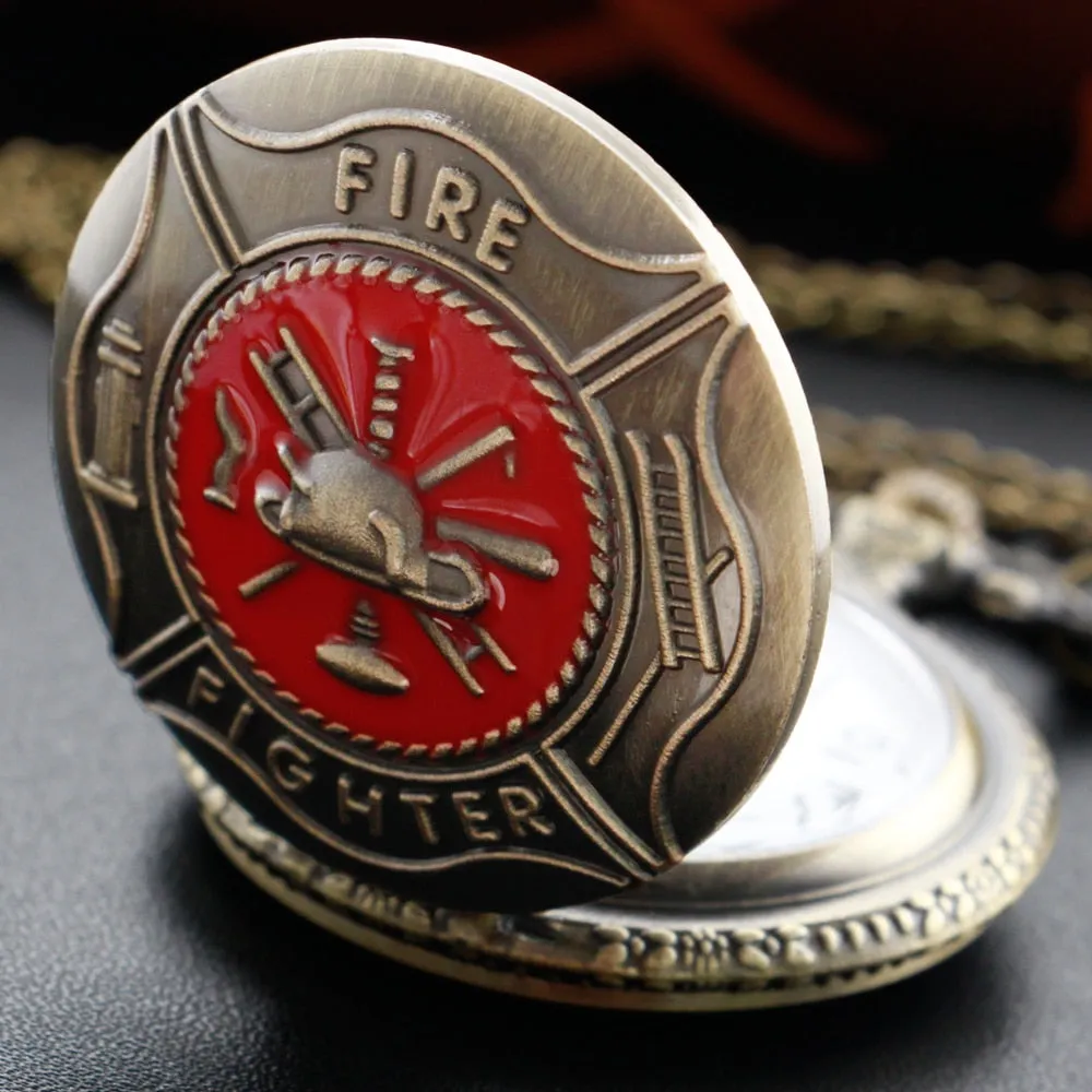 Fire Fighter Quartz Pocket Watch