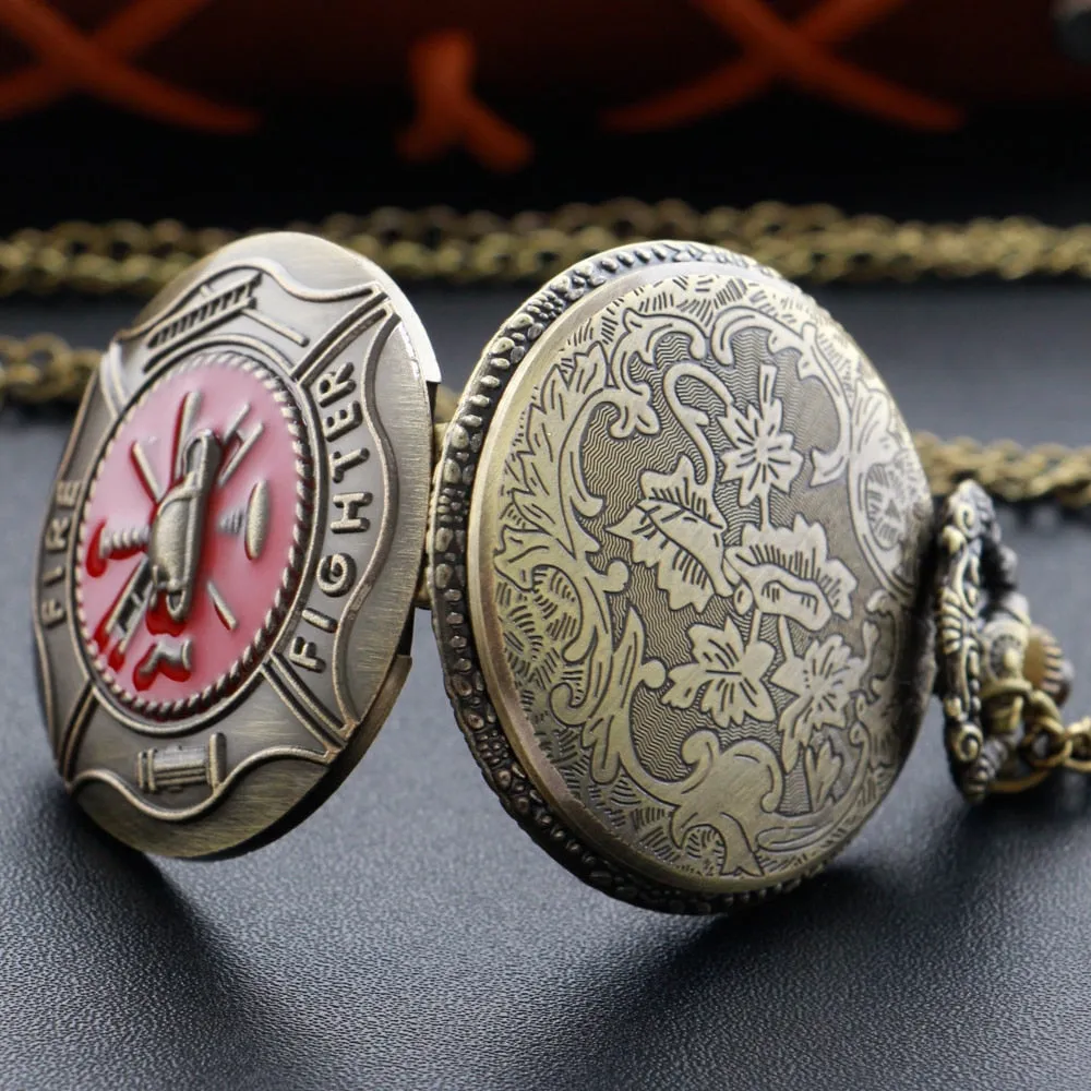 Fire Fighter Quartz Pocket Watch