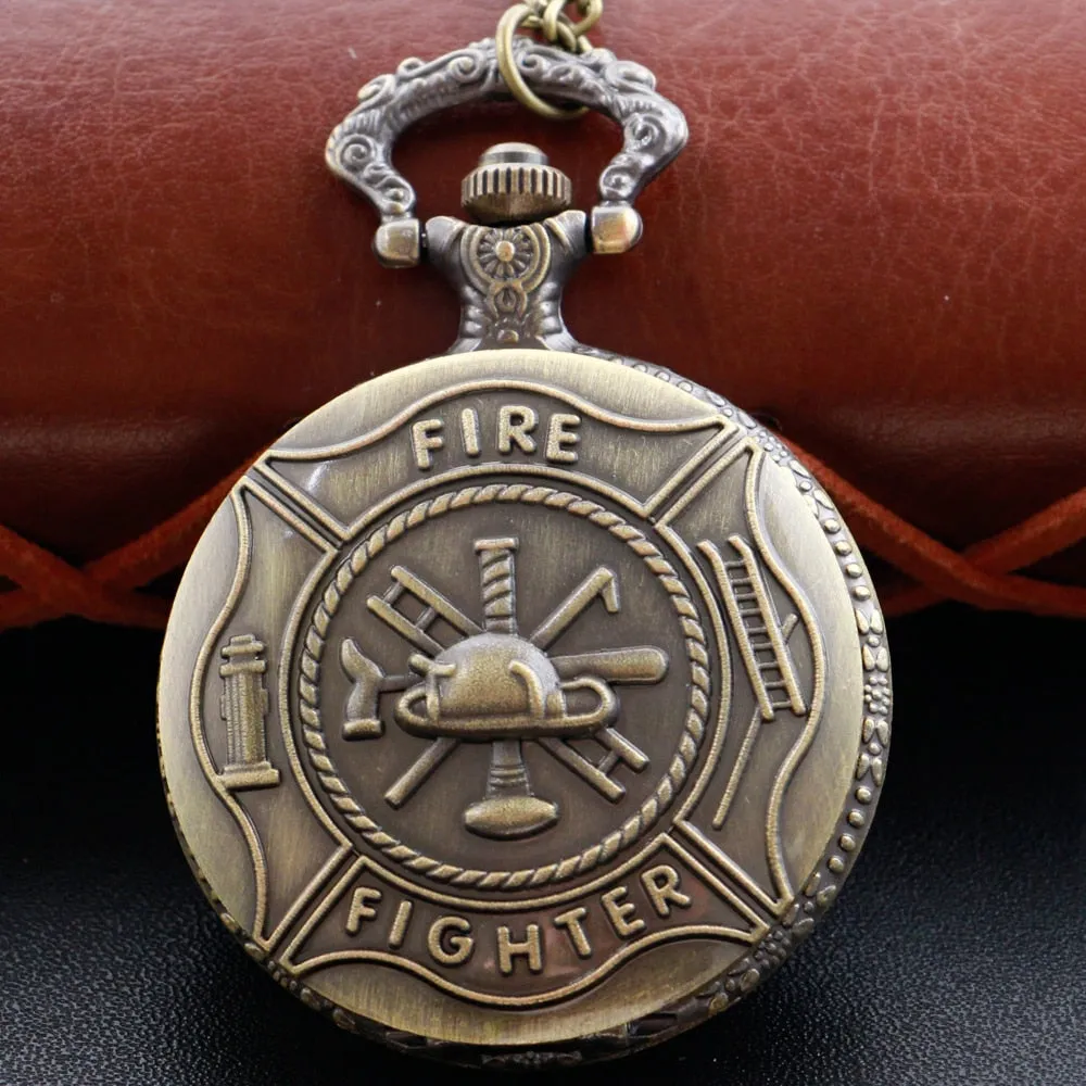 Fire Fighter Quartz Pocket Watch