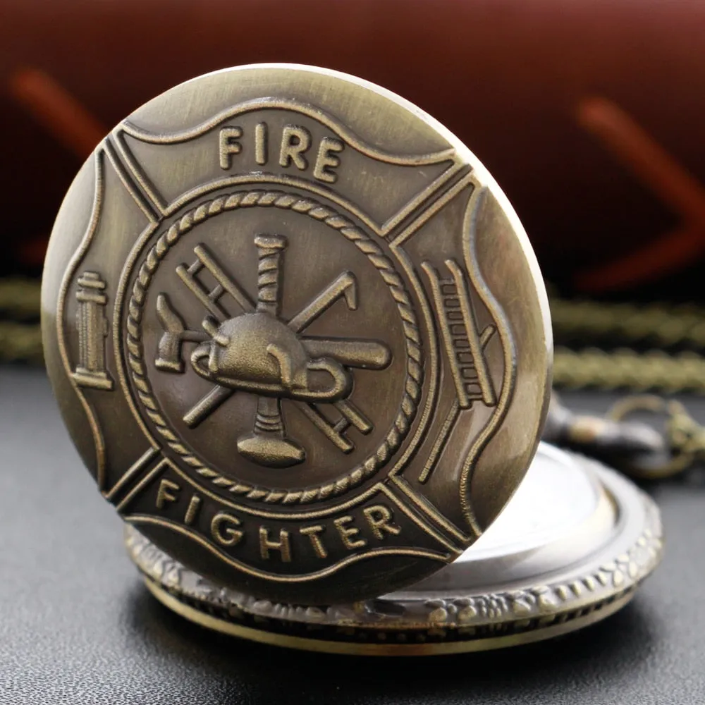 Fire Fighter Quartz Pocket Watch