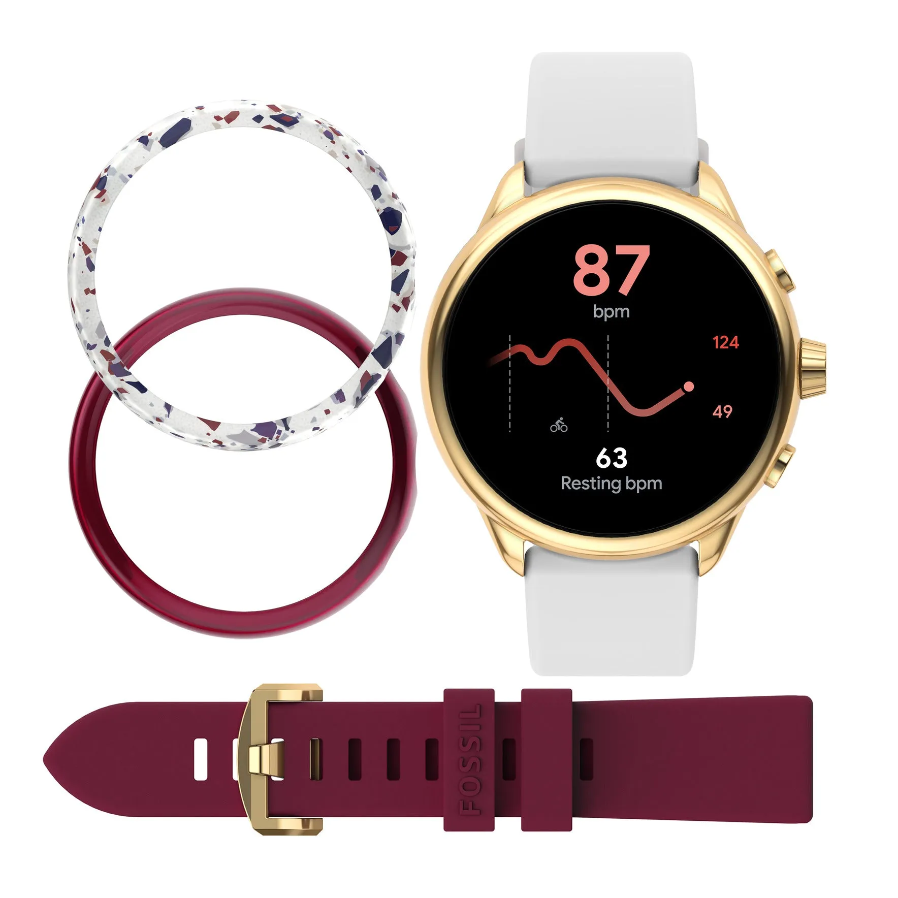 Gen 6 Wellness Edition Smartwatch White Silicone and Interchangeable Strap and Bumper Set