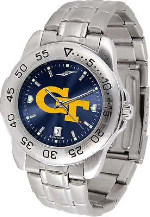 Georgia Tech Men's Stainless Steel Sports AnoChrome Watch