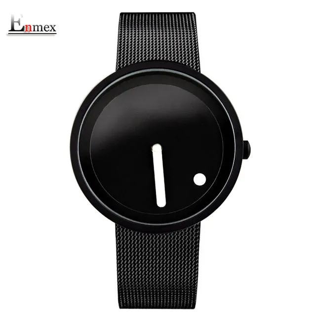 gift Enmex cool Minimalist style wristwatch Stainless Steel creative design Dot and Line simple stylish quartz  fashion watch