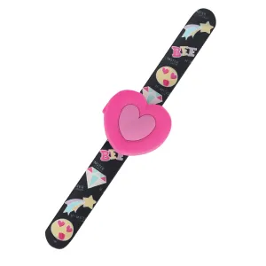 Hamster London Printed Slap Band Flip Wrist Watch Heart Black