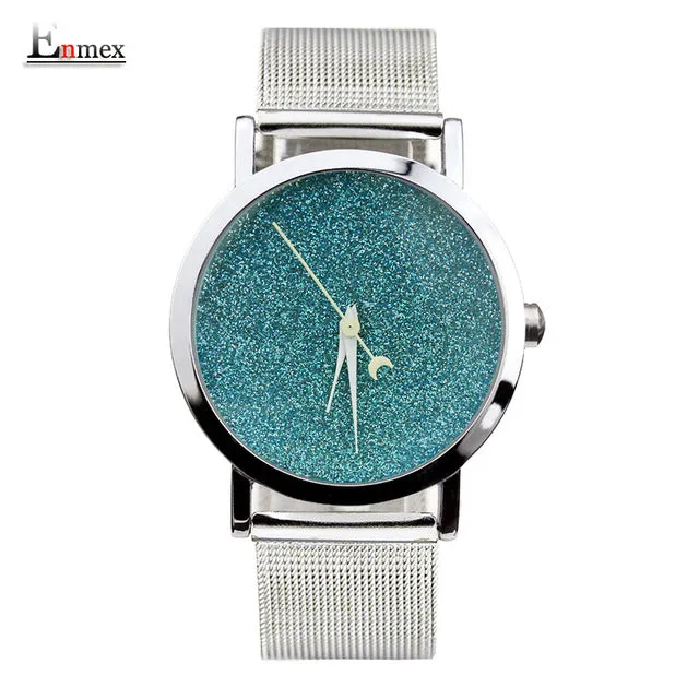 Ladies gift new style watch Enmex creative design starlight in the night sky simple face steel band quartz fashion wristwatch