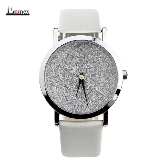 Ladies gift new style watch Enmex creative design starlight in the night sky simple face steel band quartz fashion wristwatch