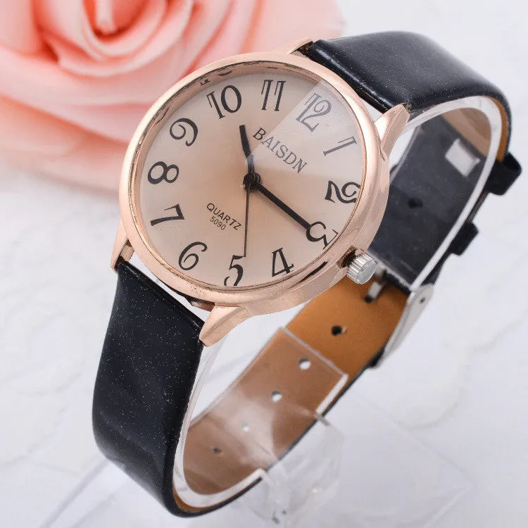 Lady Women Dress Watch Vintage Synthetic Leather Strap Analog Quartz Sport Wrist Watches