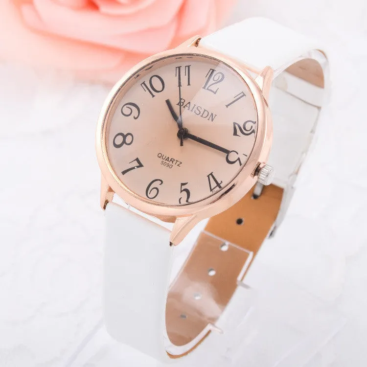 Lady Women Dress Watch Vintage Synthetic Leather Strap Analog Quartz Sport Wrist Watches