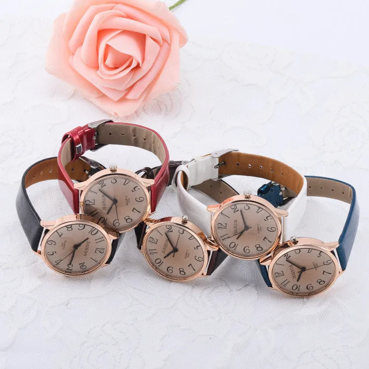 Lady Women Dress Watch Vintage Synthetic Leather Strap Analog Quartz Sport Wrist Watches