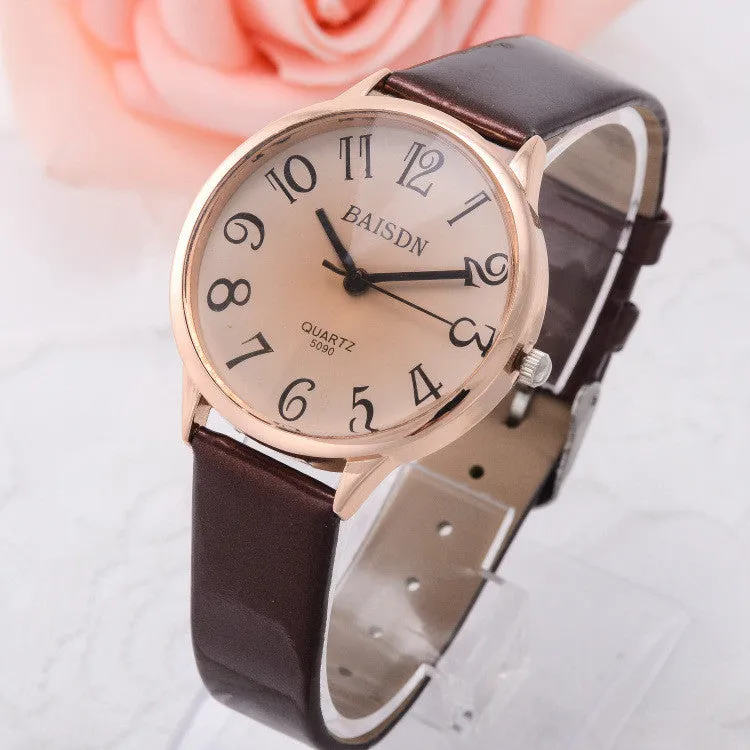 Lady Women Dress Watch Vintage Synthetic Leather Strap Analog Quartz Sport Wrist Watches