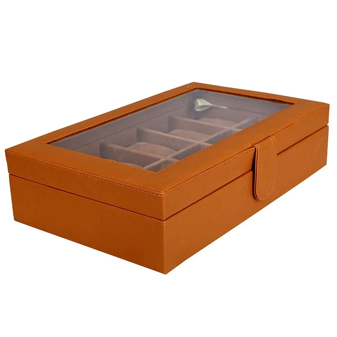 Leather World 10 Slots Elegant Watch Box With Viewing Window