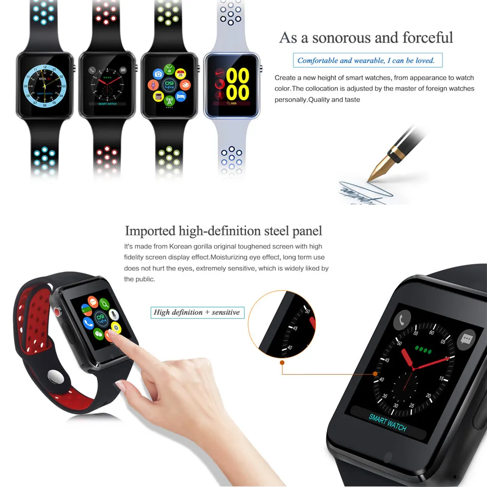 Lige Bluetooth Smart Watch with Pedometer and Camera for IPhone & Android