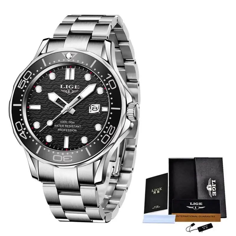 LIGE Luxury Dive Watch For Men