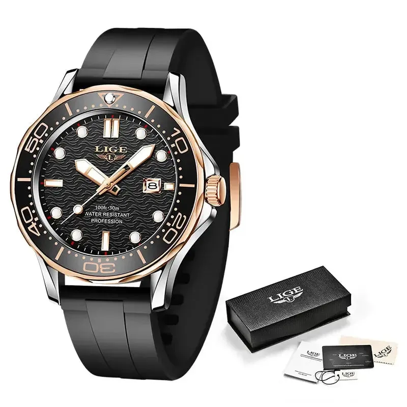 LIGE Luxury Dive Watch For Men