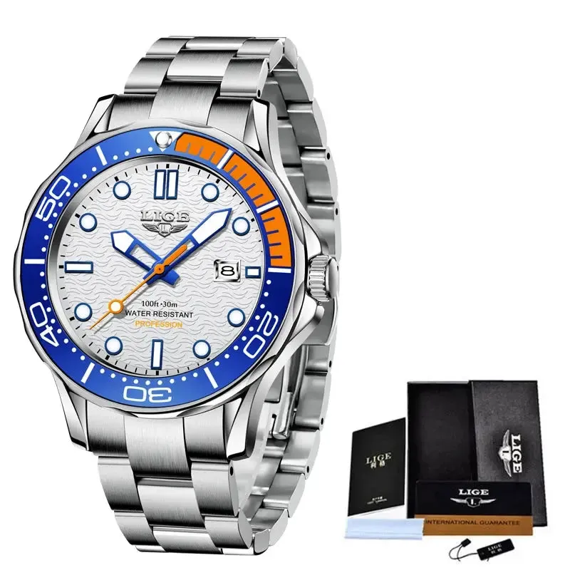 LIGE Luxury Dive Watch For Men