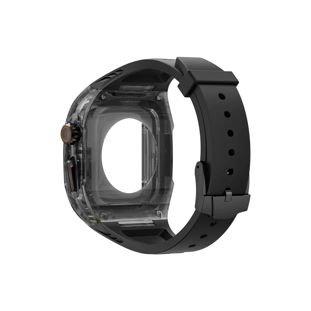 Luxury Modified Strap for Apple Watch Series 9-4 - Transparent Case with Integrated TPU Band, Fits 40/41mm, 44/45mm, and 49mm