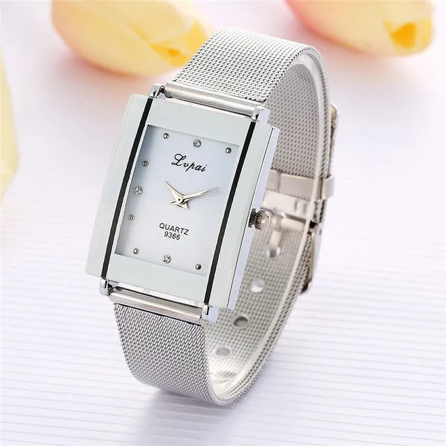 Lvpai Brand Silver Ladies Wristwatch Watch Luxury Rectangle Casual Watches Women Dress Casual Wristwatch Lady Quartz-Watch Clock