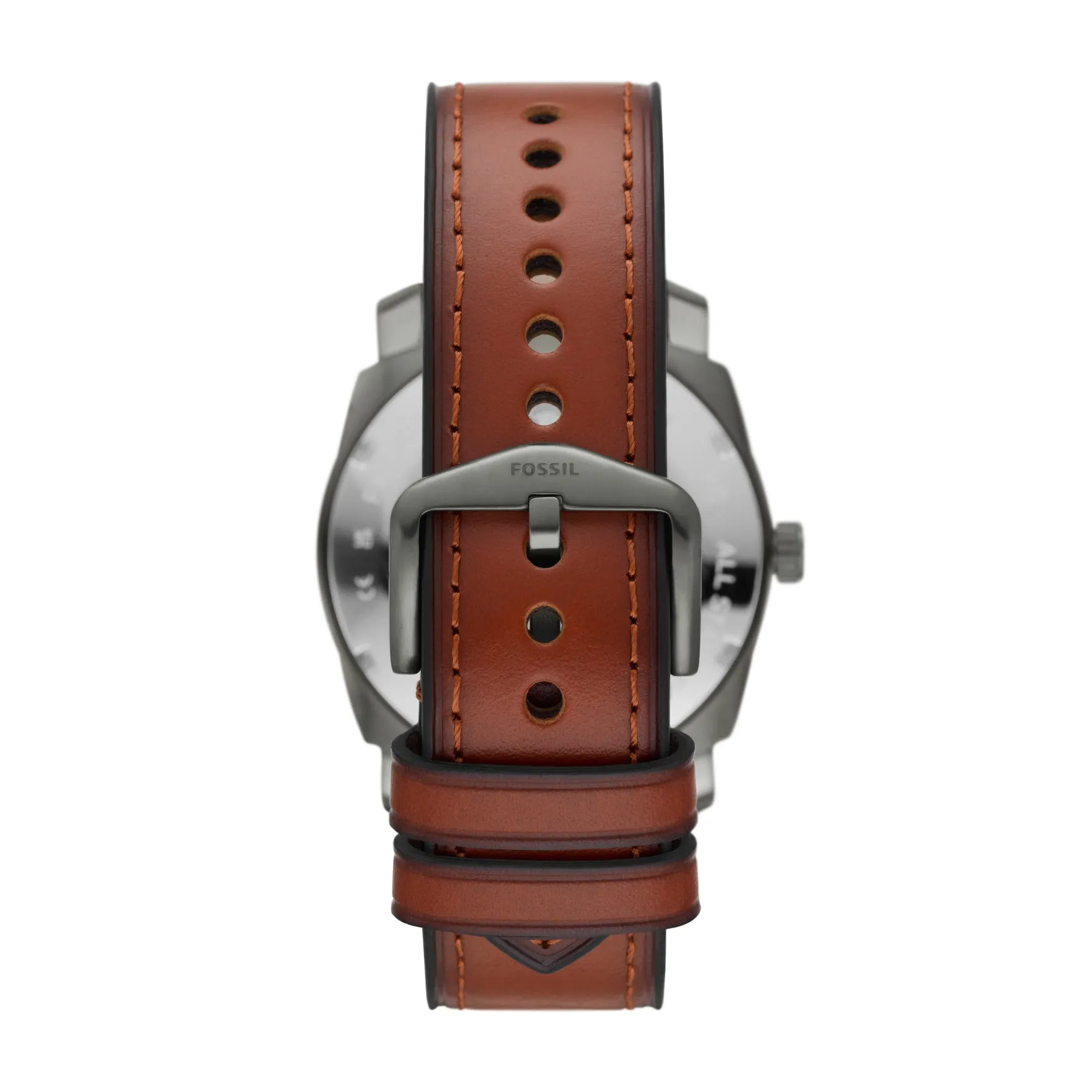 Machine Three-Hand Date Brown Leather Watch