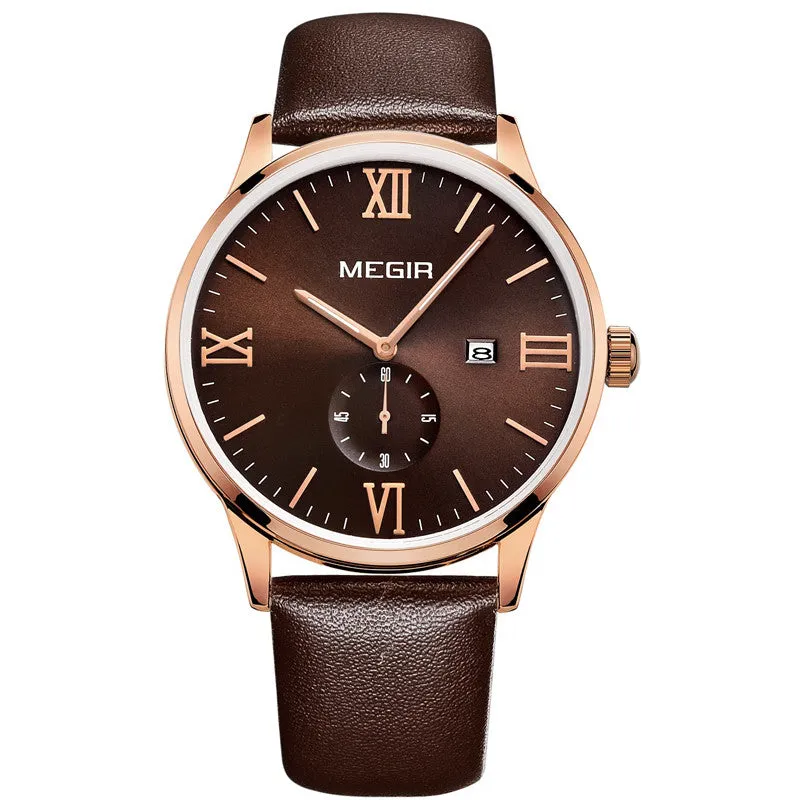 MEGIR 2015 New Men's Watch Top Brand Luxury Watch Leather Strap Quartz Casual Business Watch Men Wristwatch