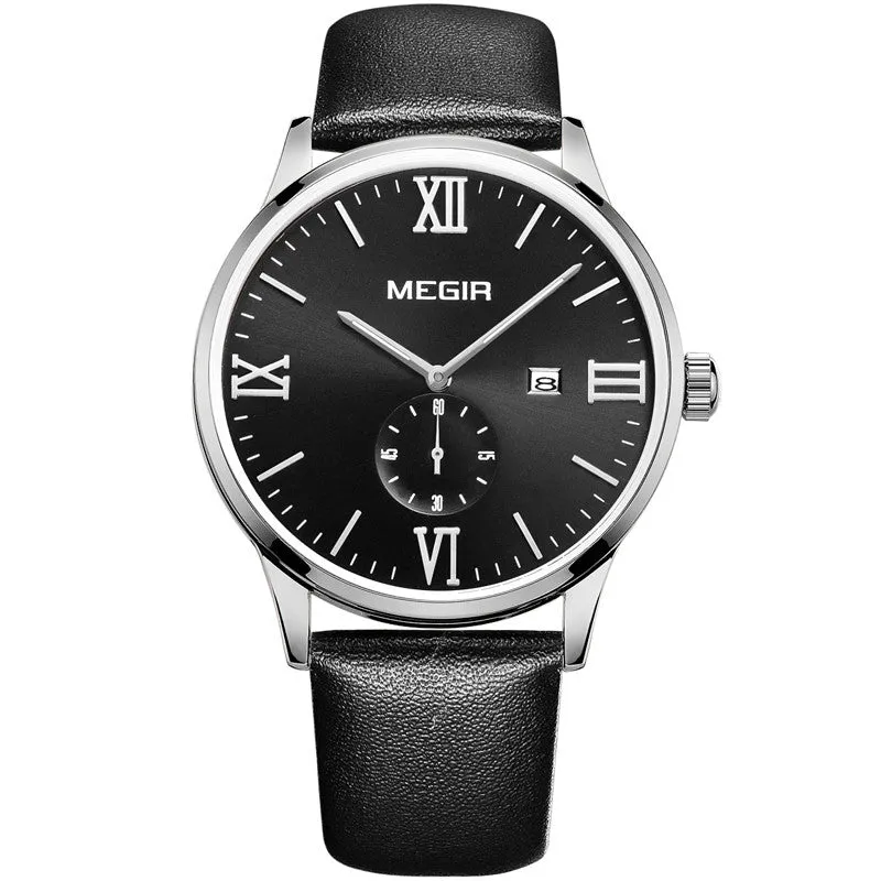 MEGIR 2015 New Men's Watch Top Brand Luxury Watch Leather Strap Quartz Casual Business Watch Men Wristwatch