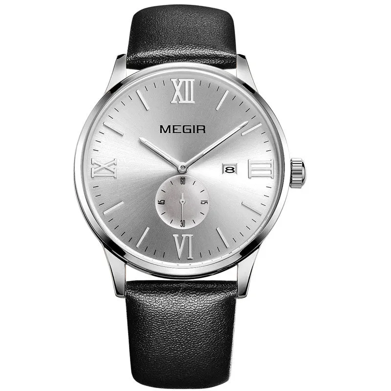 MEGIR 2015 New Men's Watch Top Brand Luxury Watch Leather Strap Quartz Casual Business Watch Men Wristwatch