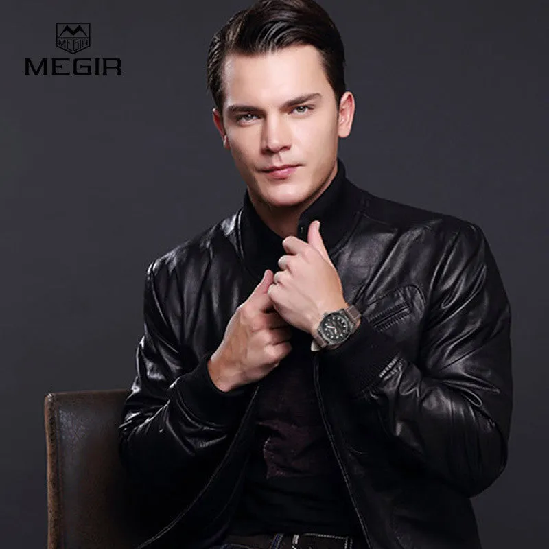 Megir hot men's watches fashion leather quartz watch man relogio top brand wrist watch luxury male luminous hour