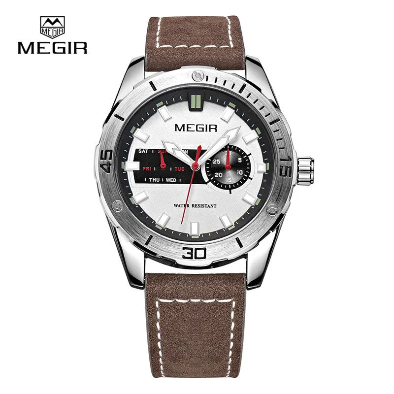 Megir hot men's watches fashion leather quartz watch man relogio top brand wrist watch luxury male luminous hour