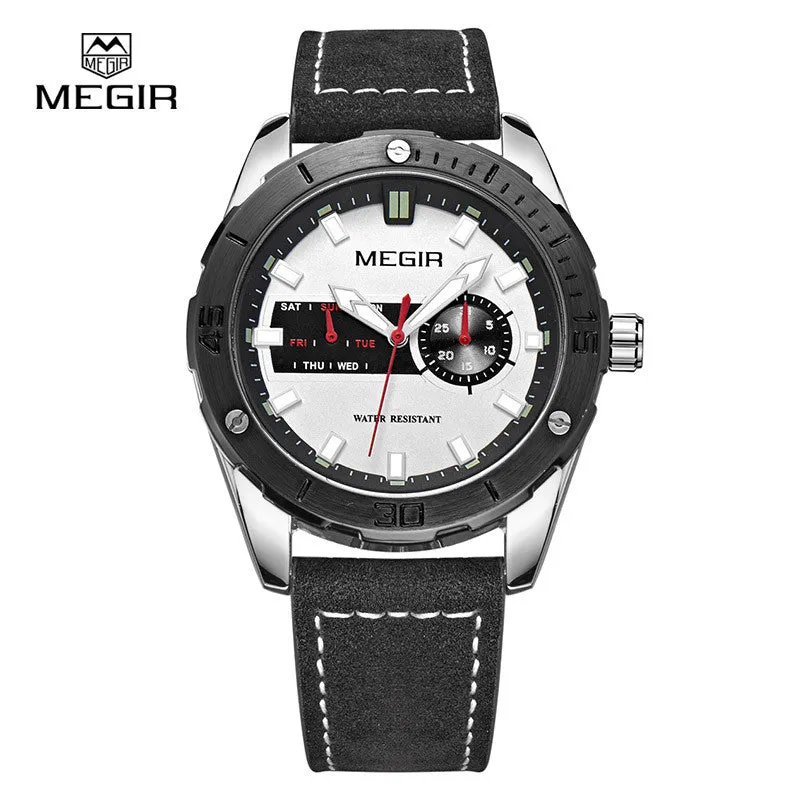 Megir hot men's watches fashion leather quartz watch man relogio top brand wrist watch luxury male luminous hour