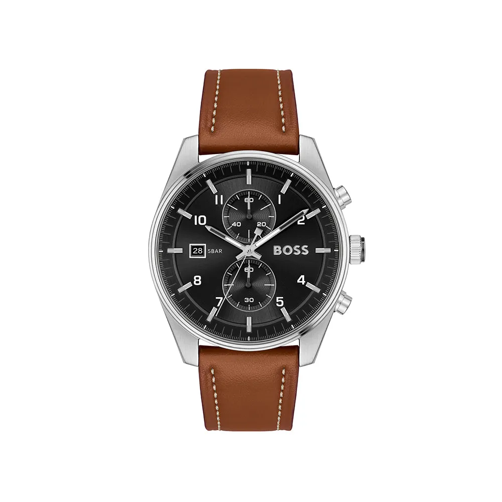 Men Skytraveller Black Sunray 44mm Watch